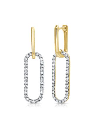 0.64CT DIAMOND PAPERCLIP LINK DROP EARRINGS