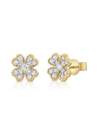 .63CT DIAMOND CLOVER STUD EARRINGS