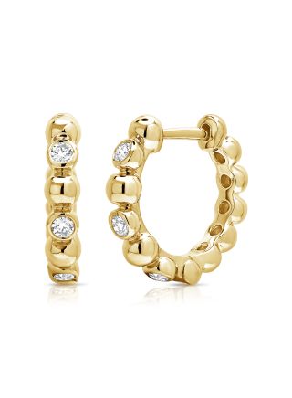 0.18CT DIAMOND BALL BEZEL SET HUGGIE EARRINGS
