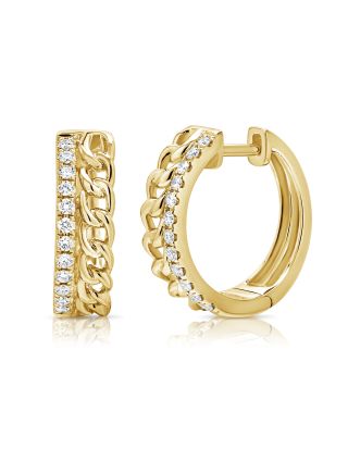 0.30CT DIAMOND LINK HUGGIE EARRINGS