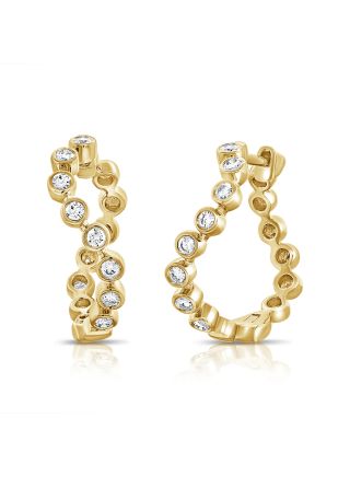 0.52CT DIAMOND BEZEL SET HOOP EARRINGS