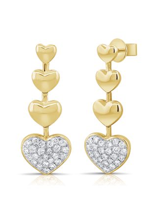 0.78CT DIAMOND PAVE HEART DROP EARRINGS