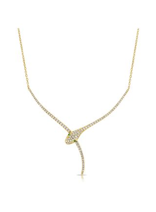 .92CT GREEN TSAVORITE AND DIAMOND SNAKE PENDANT NECKLACE