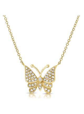 0.21CT DIAMOND BUTTERFLY PENDANT NECKLACE