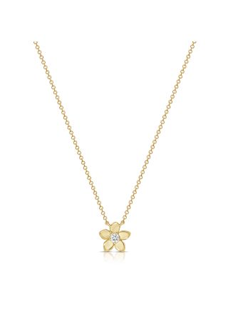 0.06CT DIAMOND FLOWER PENDANT NECKLACE
