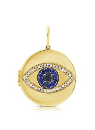 .39CT SAPPHIRE AND DIAMOND EVIL EYE LOCKET