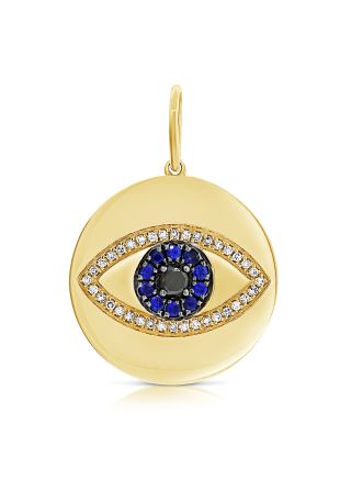 .38CT SAPPHIRE AND DIAMOND EVIL EYE PENDANT