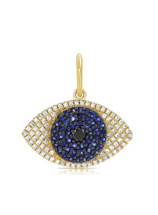 .63CT SAPPHIRE AND DIAMOND EVIL EYE PENDANT