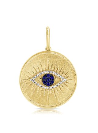 .16CT SAPPHIRE AND DIAMOND EVIL EYE PENDANT