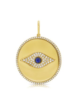 .32CT SAPPHIRE AND DIAMOND EVIL EYE PENDANT