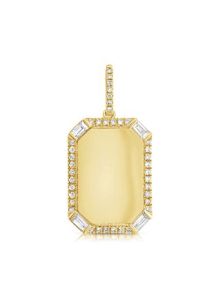 .26CT BAGUETTES AND ROUND DIAMOND DOG TAG PENDANT