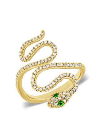 .27CT GREEN TSAVORITE AND DIAMOND SNAKE WRAP RING
