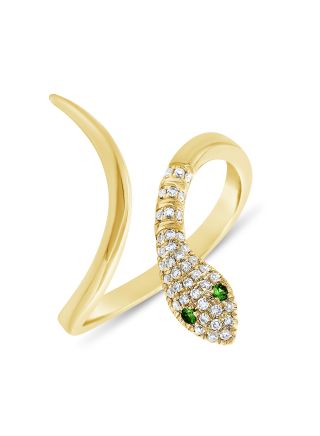 .13CT GREEN TSAVORITE AND DIAMOND SNAKE WRAP RING