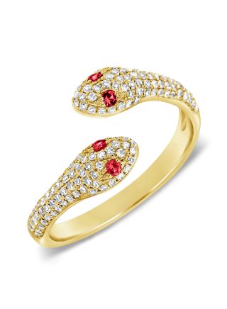 .44CT RUBY AND DIAMOND SNAKE WRAP RING