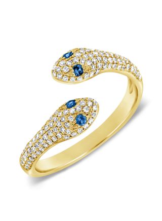 .42CT SAPPHIRE AND DIAMOND SNAKE WRAP RING