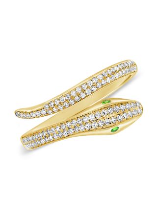 .29CT GREEN TSAVORITE AND DIAMOND SNAKE WRAP RING