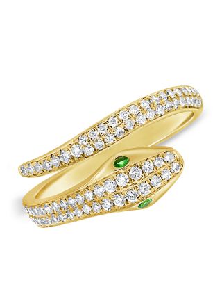 .42CT GREEN TSAVORITE AND DIAMOND SNAKE WRAP RING