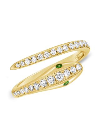 .35CT GREEN TSAVORITE AND DIAMOND SNAKE WRAP RING