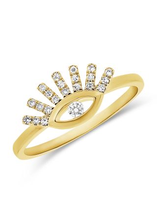 14K Diamond Evil Eye Ring