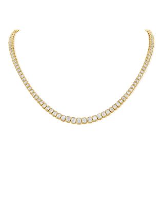 9.23CT EMERALD SHAPE DIAMOND TENNIS NECKLACE