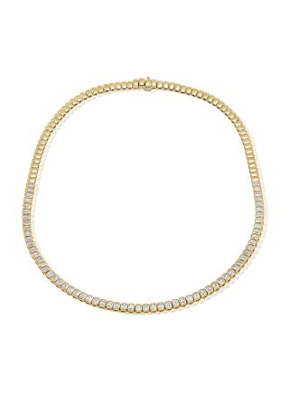 5.21CT EMERALD SHAPE DIAMOND BEZEL TENNIS NECKLACE