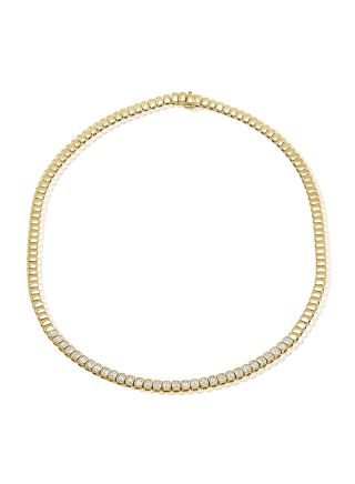 2.51CT EMERALD SHAPE DIAMOND BEZEL TENNIS NECKLACE