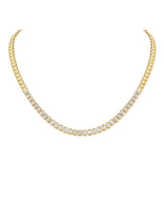 4.97CT EMERALD SHAPE DIAMOND BEZEL TENNIS NECKLACE