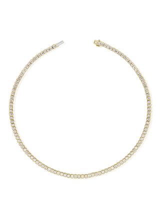 8.69CT EMERALD SHAPE DIAMOND BEZEL TENNIS NECKLACE