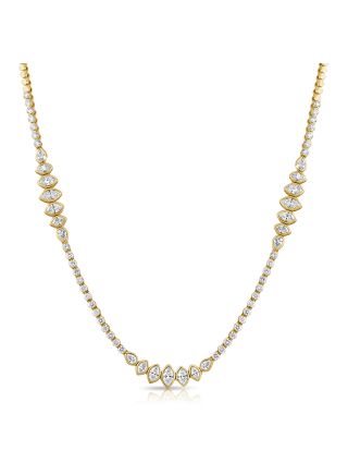 4.01CT MARQUISE SHAPE, PEAR SHAPE AND ROUND DIAMOND BEZEL SET TENNIS NECKLACE