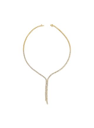 7.98CT EMERALD SHAPE DIAMOND BEZEL LARIAT NECKLACE