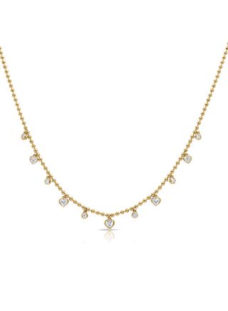 1.44CT  DIAMOND HEART BEZEL STATION BALL NECKLACE