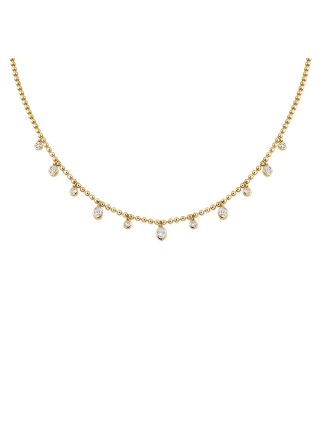 1.08CT DIAMOND OVAL BEZEL STATION BALL NECKLACE