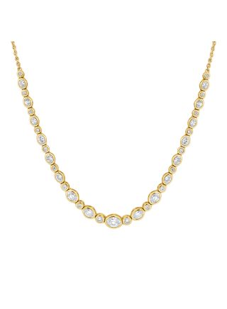 2.10CT OVAL SHAPE DIAMOND BEZEL STATION NECKLACE