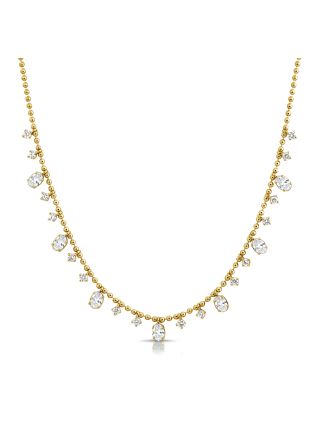 1.95CT OVAL SHAPE AND ROUND DIAMOND STATION BALL NECKLACE