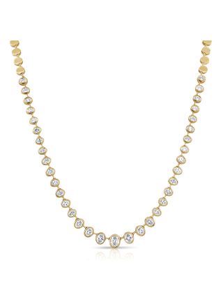 3.27CT OVAL SHAPE DIAMOND BEZEL SET TENNIS NECKLACE