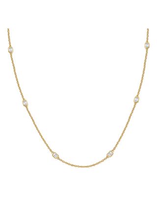 0.99CT EMERALD SHAPE DIAMOND BEZEL SET STATION NECKLACE