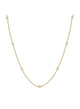 0.92CT OVAL SHAPE DIAMOND BEZEL SET STATION NECKLACE