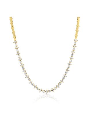 5CT EMERALD SHAPE AND MARQUISE SHAPE DIAMOND TENNIS NECKLACE