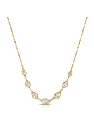 1.08CT EMERALD SHAPE, PEAR SHAPE, OVAL SHAPE AND ROUND SHAPE DIAMOND BEZEL CHAIN NECKLACE