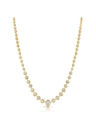 2.05CT EMERALD SHAPE, OVAL SHAPE, PEAR SHAPE AND ROUND DIAMOND BEZEL SET TENNIS NECKLACE