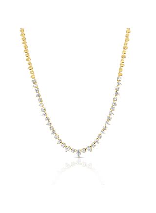 4.21CT EMERALD SHAPE AND PEAR SHAPE DIAMOND TENNIS NECKLACE
