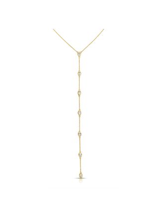 1.11CT PEAR SHAPE DIAMOND BEZEL SET LARIAT NECKLACE