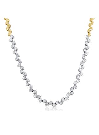 3.50CT EMERALD SHAPE, OVAL SHAPE AND PEAR SHAPE DIAMOND BEZEL SET TENNIS NECKLACE