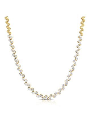 5.39CT EMERALD SHAPE DIAMOND BEZEL SET TENNIS NECKLACE