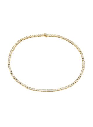 12.24CT EMERALD SHAPE DIAMOND BEZEL SET TENNIS NECKLACE
