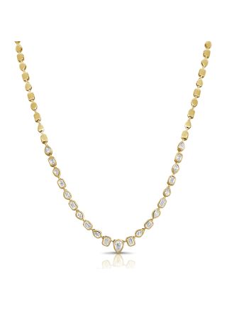 2.30CT EMERALD AND PEAR SHAPE DIAMOND NECKLACE