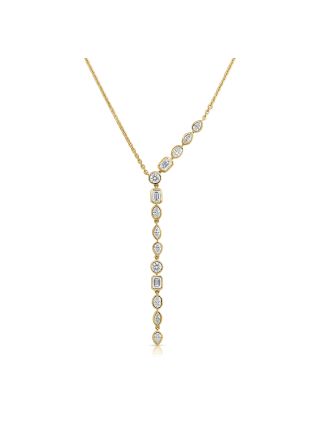1.45CT FANCY SHAPE DIAMOND BEZEL SET LARIAT NECKLACE