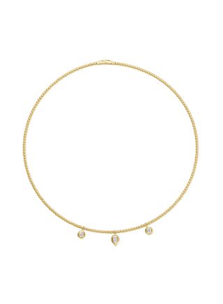 0.43CT PEAR SHAPE AND ROUND DIAMOND BEZEL NECKLACE