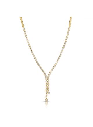5.33CT EMERALD SHAPE AND PEAR SHAPE DIAMOND BEZEL NECKLACE
