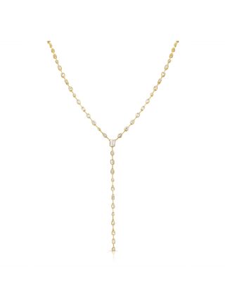 1.93CT EMERALD SHAPE, MARQUISE SHAPE, OVAL SHAPE, PEAR SHAPE , BAGUETTES AND DIAMOND BEZEL LARIAT NECKLACE